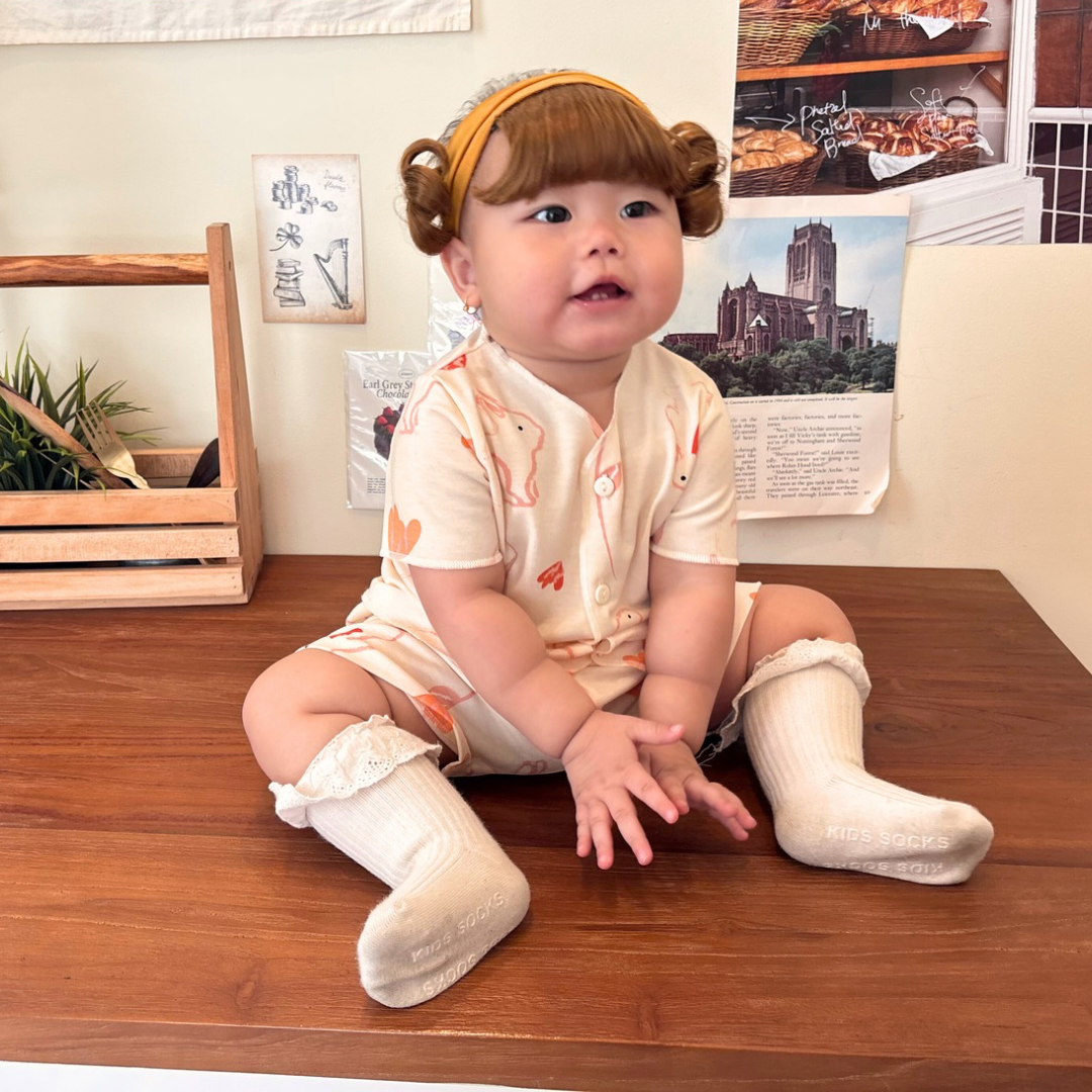 Bunny Petals - Baby Short Button Down Pajamas - Piyama Bayi dengan Kancing Depan