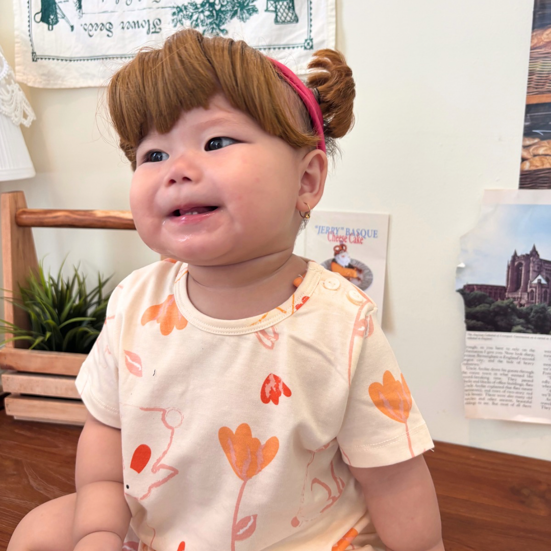 Bunny Petals - Baby Short Shoulder Button Pajamas - Piyama Bayi dengan Kancing di Bahu