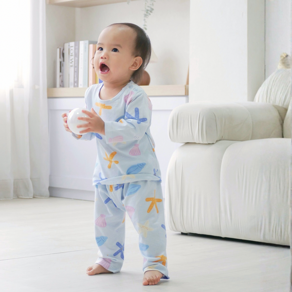 Starfish - Baby Long Shoulder Button Pajamas - Piyama Bayi dengan Kancing di Bahu