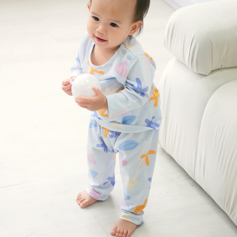 Starfish - Baby Long Shoulder Button Pajamas - Piyama Bayi dengan Kancing di Bahu
