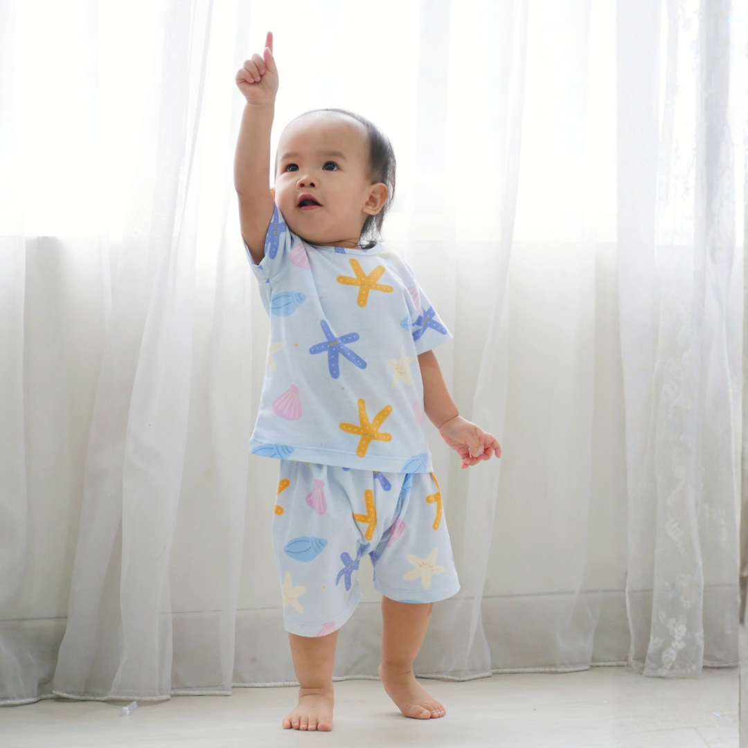 Starfish - Baby Short Shoulder Button Pajamas - Piyama Bayi dengan Kancing di Bahu
