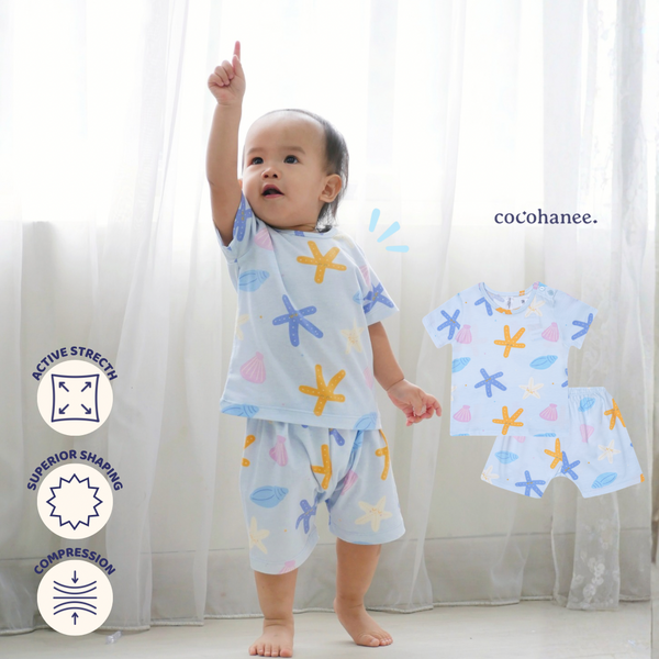 Starfish - Baby Short Shoulder Button Pajamas - Piyama Bayi dengan Kancing di Bahu