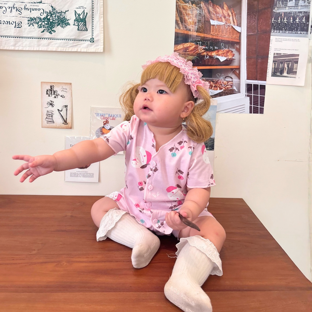 Cocohanee - Butterflies Baby Short Button Down Pajamas - Piyama Bayi dengan Kancing Depan