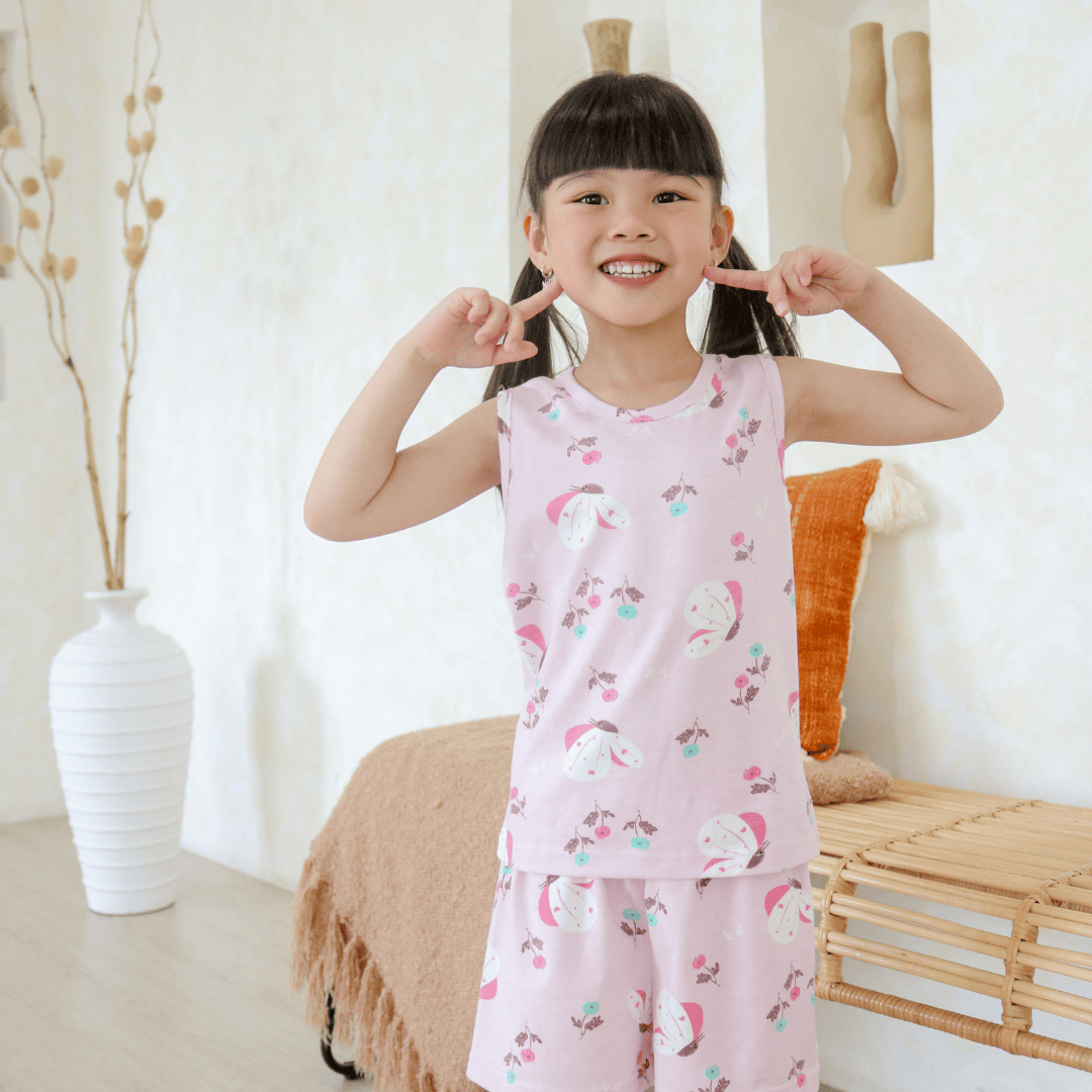 Cocohanee - Butterflies Sleeveless Set - Setelan Anak Tanpa Lengan
