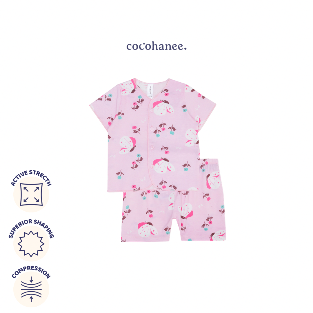 Cocohanee - Butterflies Baby Short Button Down Pajamas - Piyama Bayi dengan Kancing Depan