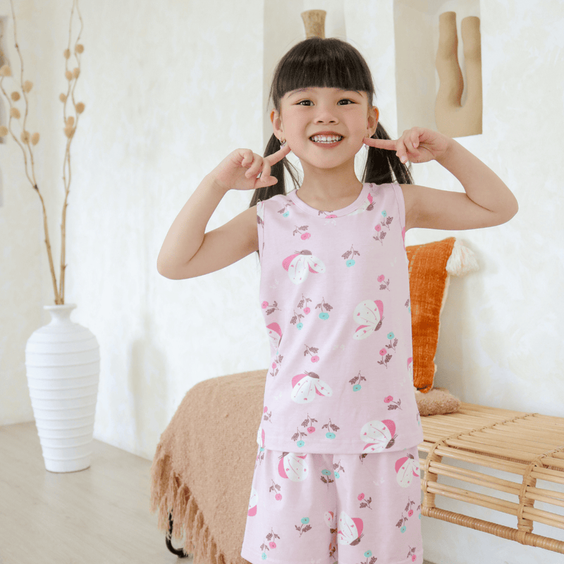 Cocohanee - Butterflies Sleeveless Set - Setelan Anak Tanpa Lengan