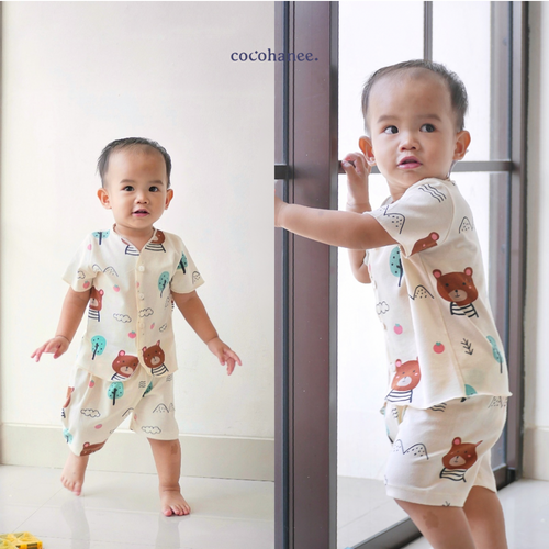 Bears - Baby Short Button Down Pajamas - Piyama Bayi Motif Kancing Depan