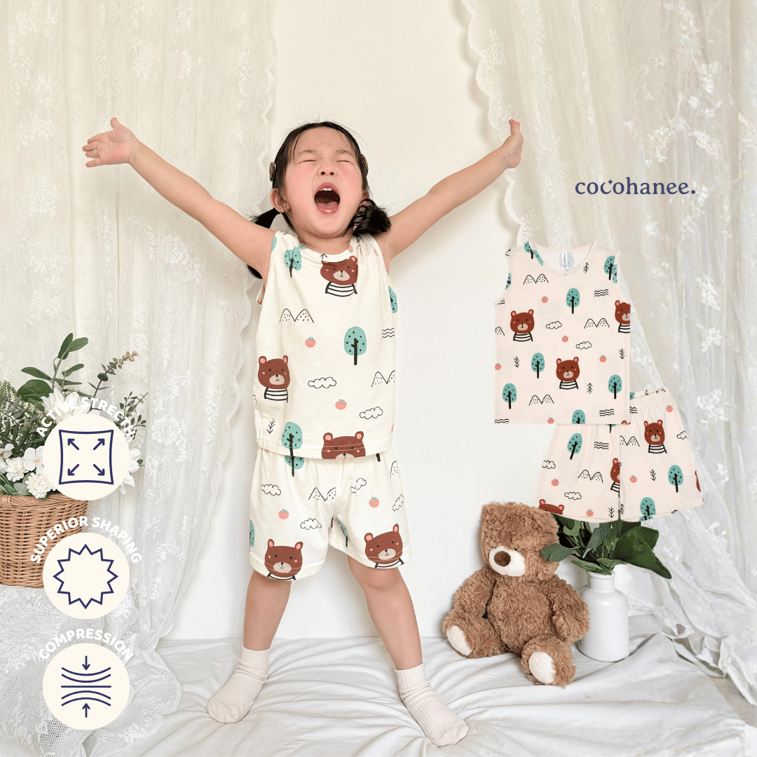 Bears - Sleeveless Pajamas - Setelan Anak Tanpa Lengan