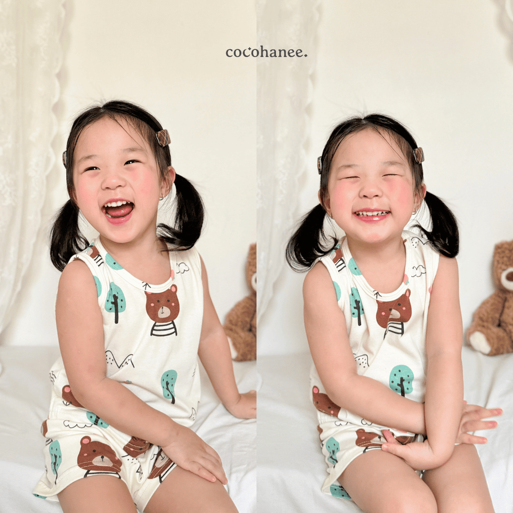 Bears - Sleeveless Pajamas - Setelan Anak Tanpa Lengan