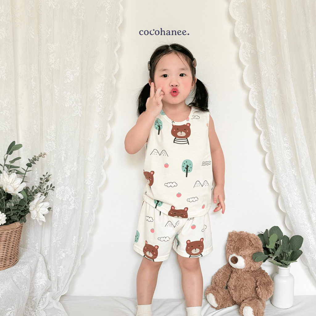 Bears - Sleeveless Pajamas - Setelan Anak Tanpa Lengan