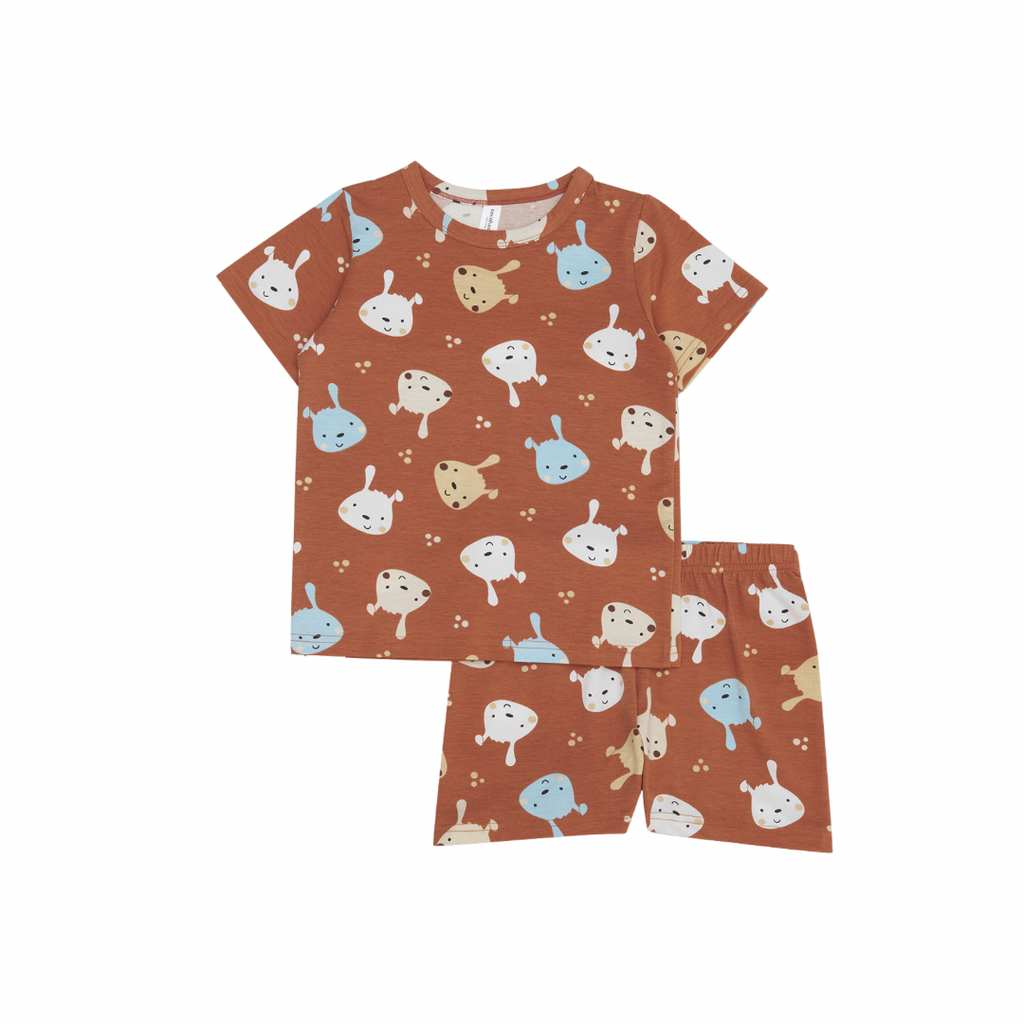 Cocohanee - Brown Puppies Short Pajamas - Piyama Tidur Anak