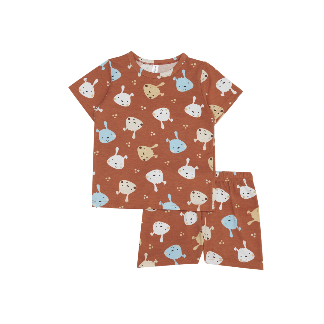Cocohanee - Brown Puppies Short Pajamas - Piyama Tidur Anak