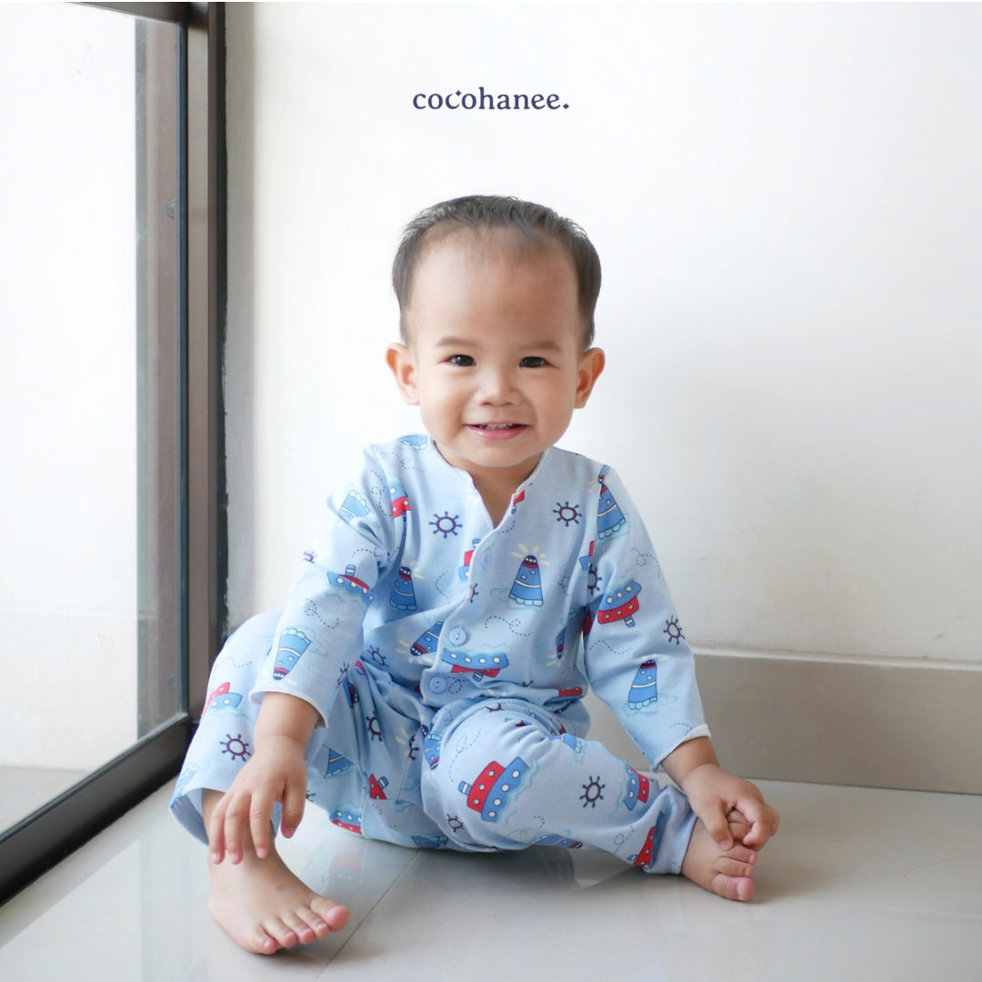 Cocohanee - Sailing Day Baby Long Button Down Pajamas - Piyama Bayi dengan Kancing Depan