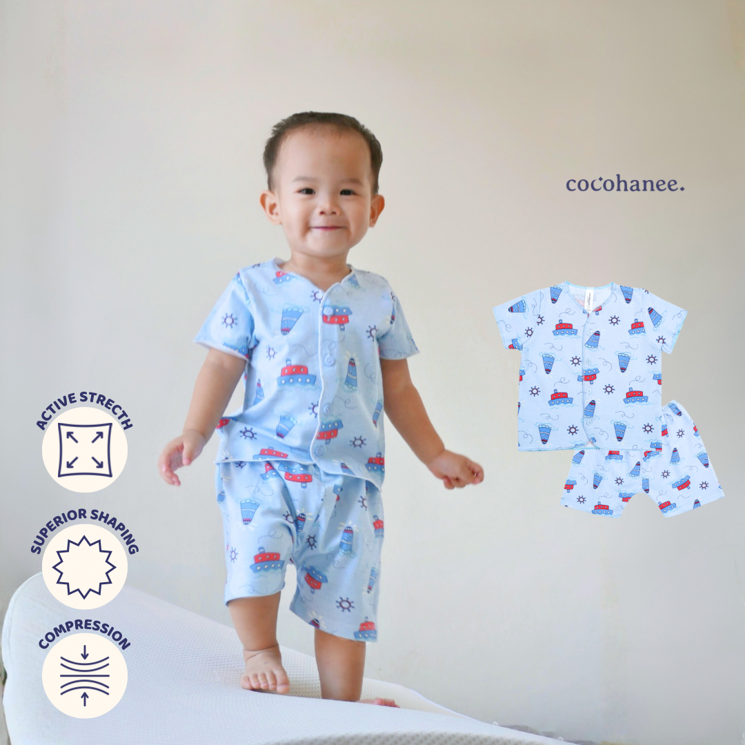 Cocohanee - Sailing Day Baby Short Button Down Pajamas - Piyama Bayi dengan Kancing Depan