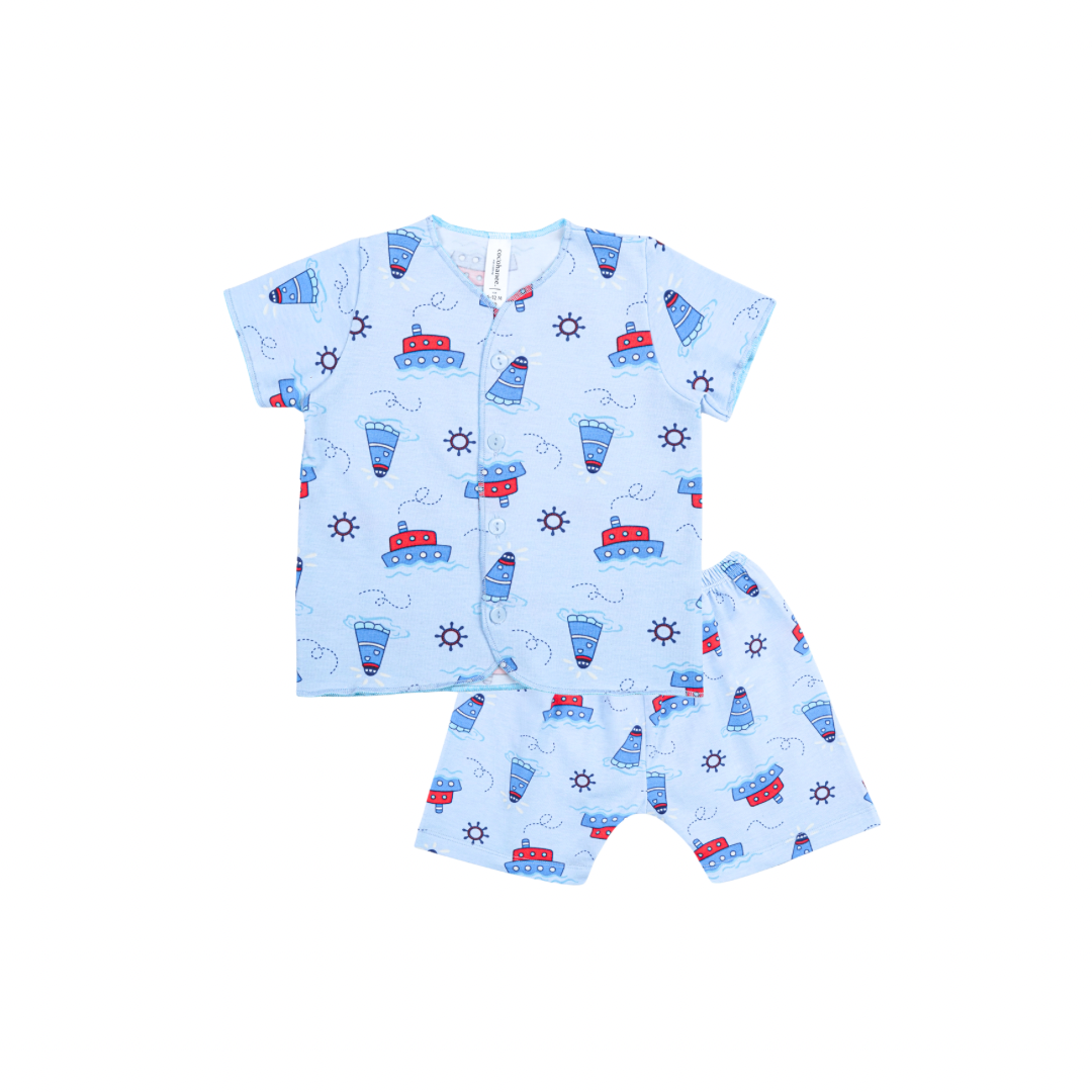Cocohanee - Sailing Day Baby Short Button Down Pajamas - Piyama Bayi dengan Kancing Depan