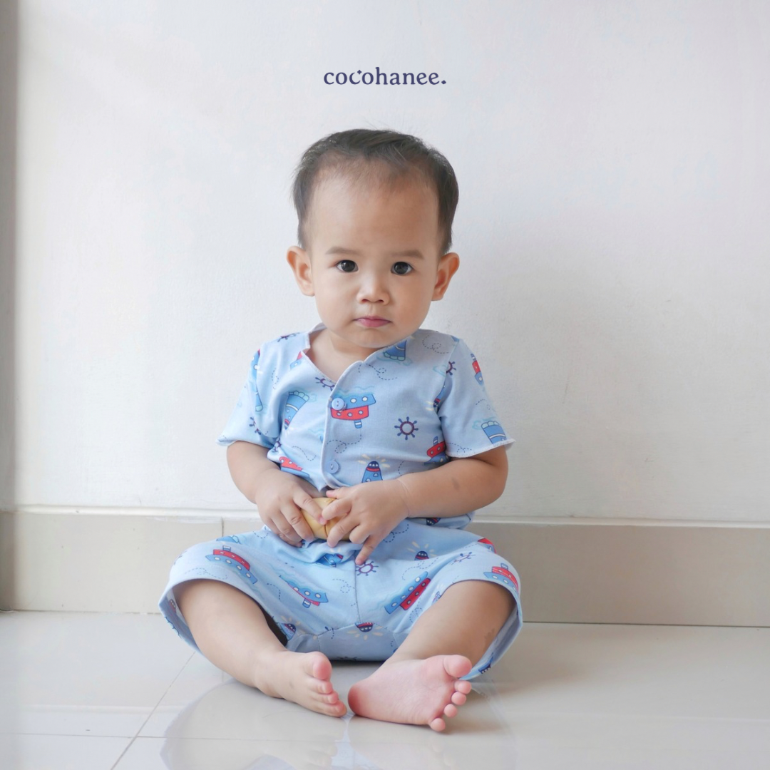 Cocohanee - Sailing Day Baby Short Button Down Pajamas - Piyama Bayi dengan Kancing Depan