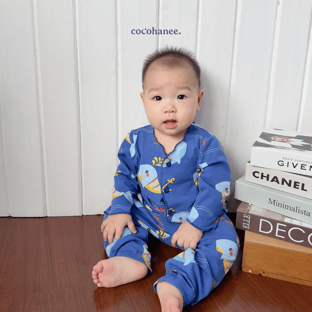 Shark Anchor - Baby Long Button Down Pajamas - Piyama Bayi Motif Kancing Depan