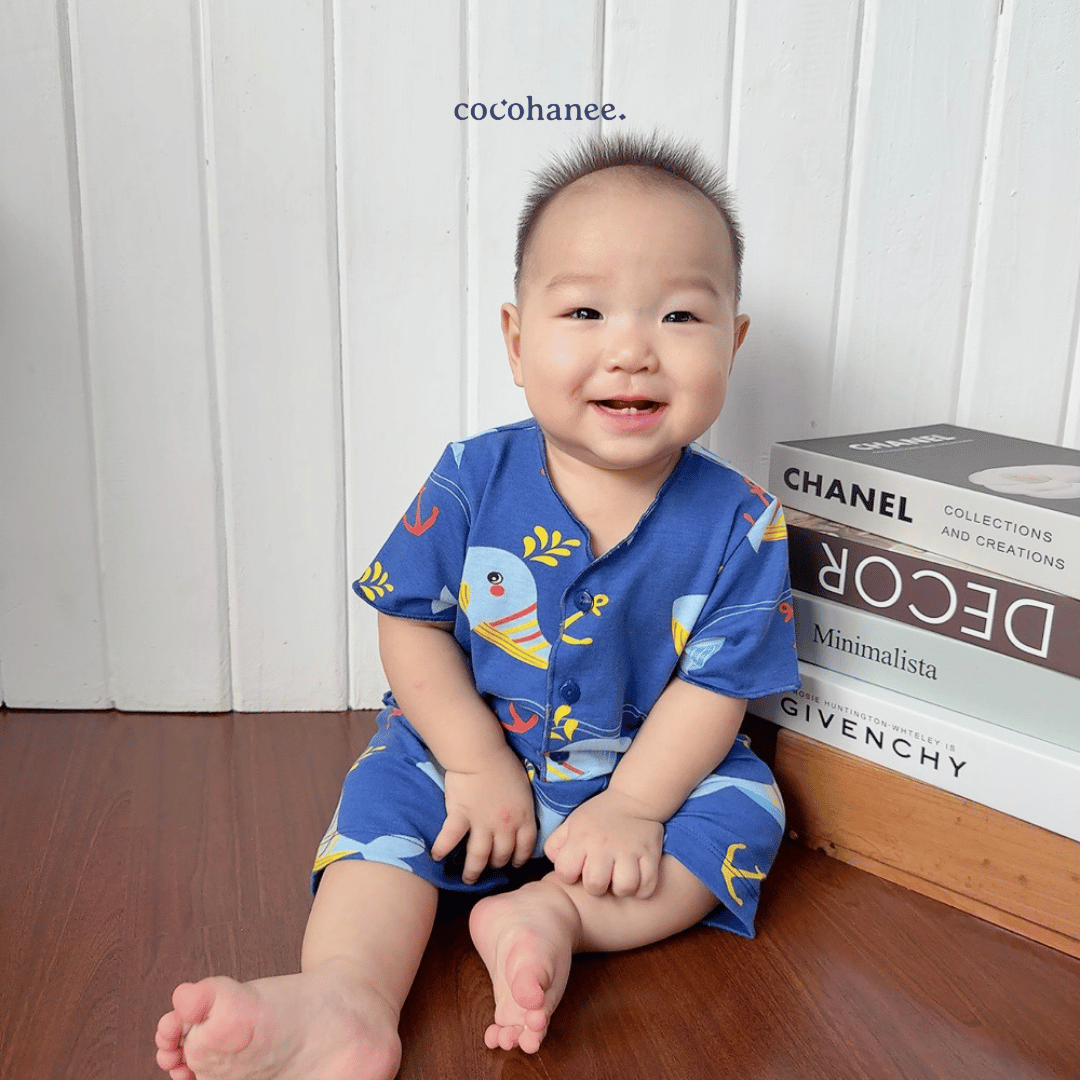 Shark Anchor - Baby Short Button Down Pajamas - Piyama Bayi Motif Kancing Depan