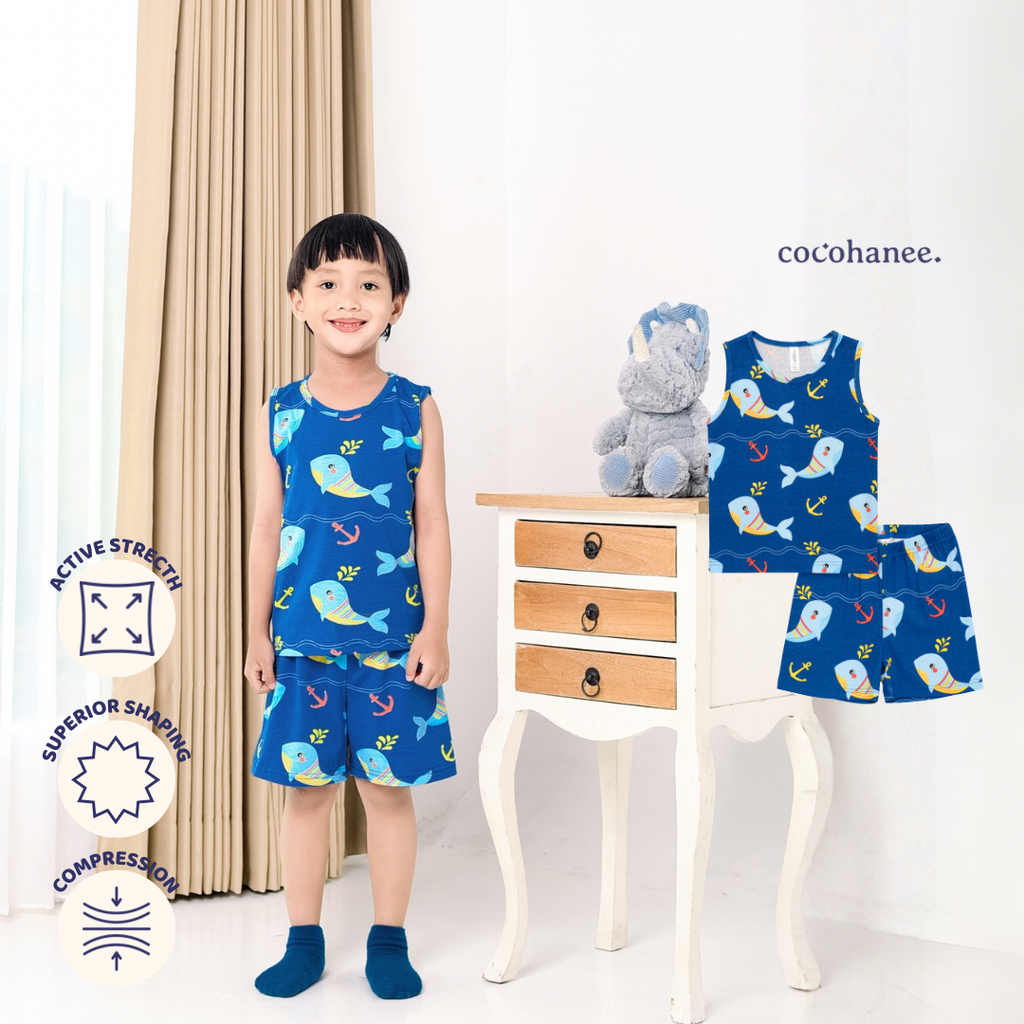 Shark Anchor - Sleeveless Pajamas - Setelan Anak Tanpa Lengan