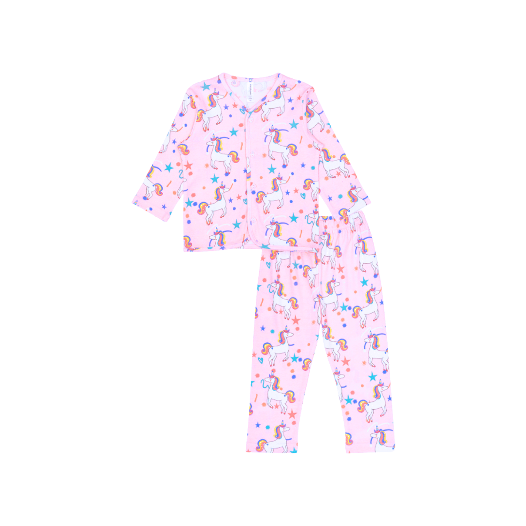 Unicorn World - Baby Long Button Down Pajamas - Piyama Bayi Motif Kancing Depan