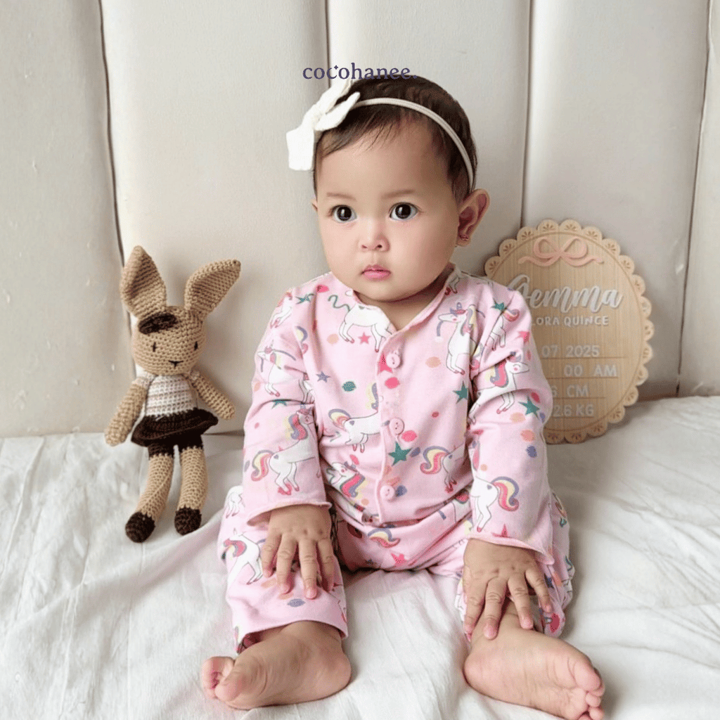 Unicorn World - Baby Long Button Down Pajamas - Piyama Bayi Motif Kancing Depan