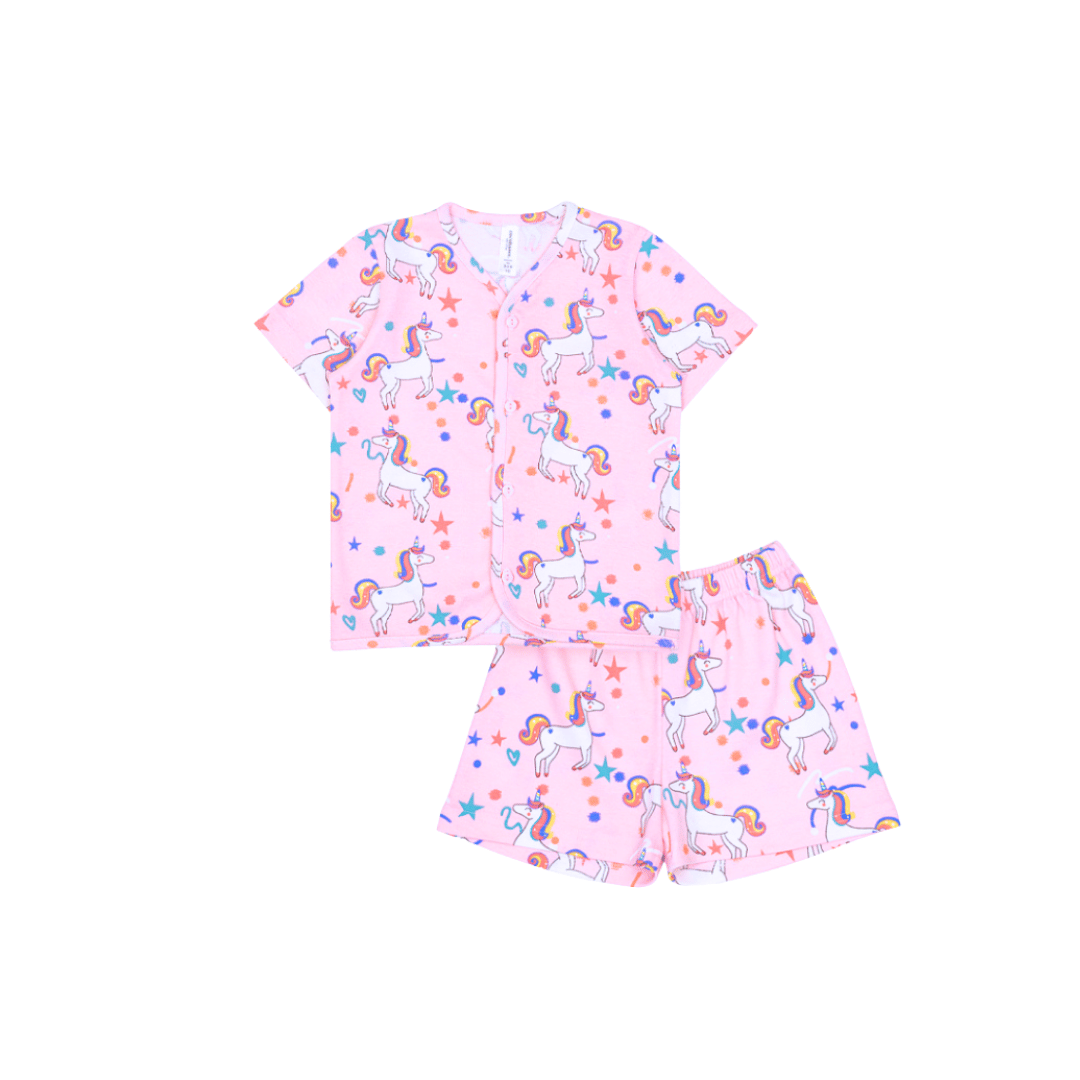 Unicorn World - Baby Short Button Down Pajamas - Piyama Bayi Motif Kancing Depan