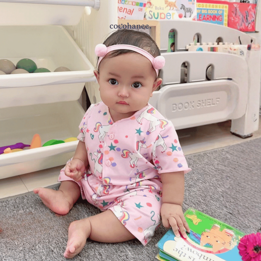 Unicorn World - Baby Short Button Down Pajamas - Piyama Bayi Motif Kancing Depan