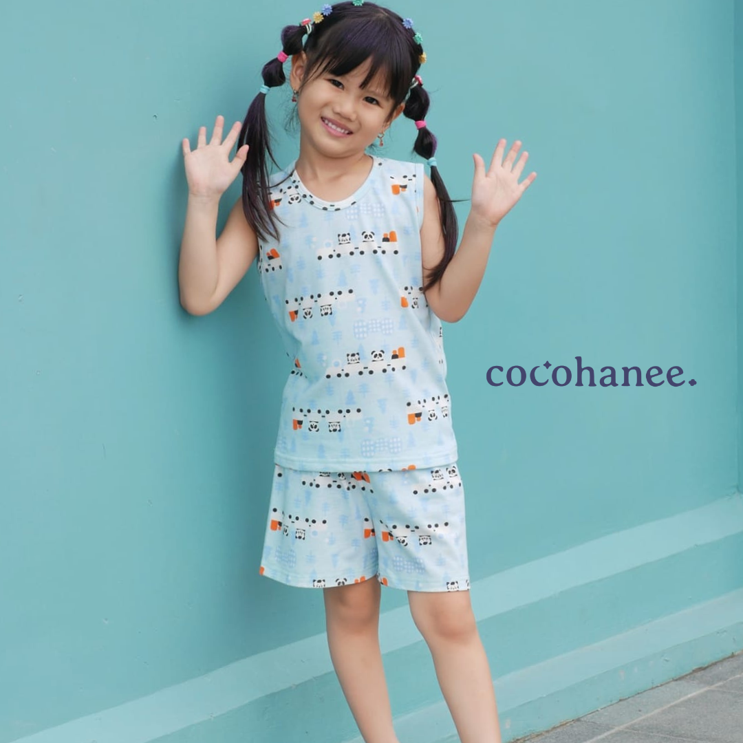 Cocohanee - Animal Train Sleeveless Set - Setelan Anak Tanpa Lengan