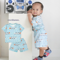 Cocohanee - Animal Train Baby Short Shoulder Button Pajamas - Piyama Bayi dengan Kancing di Bahu