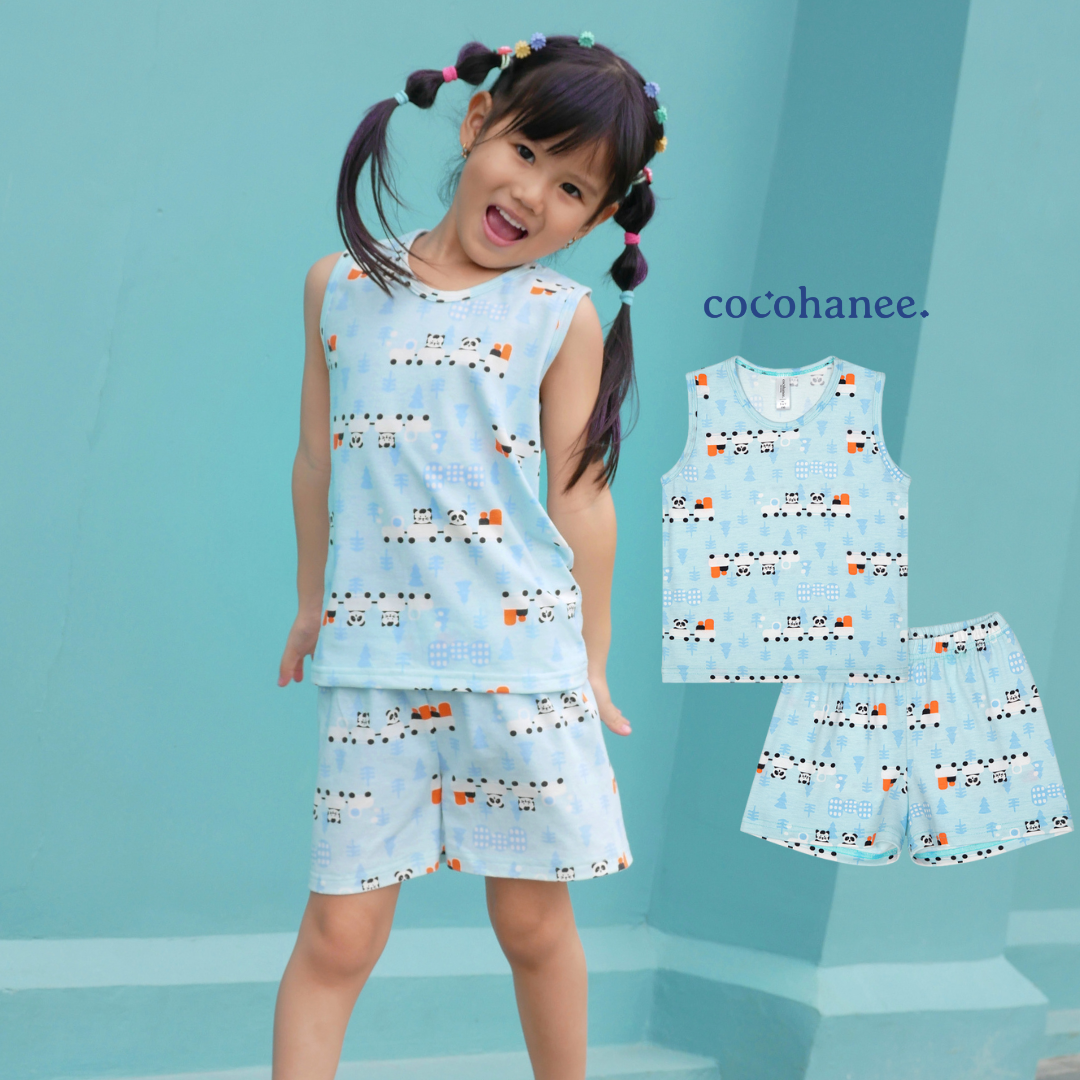 Cocohanee - Animal Train Sleeveless Set - Setelan Anak Tanpa Lengan