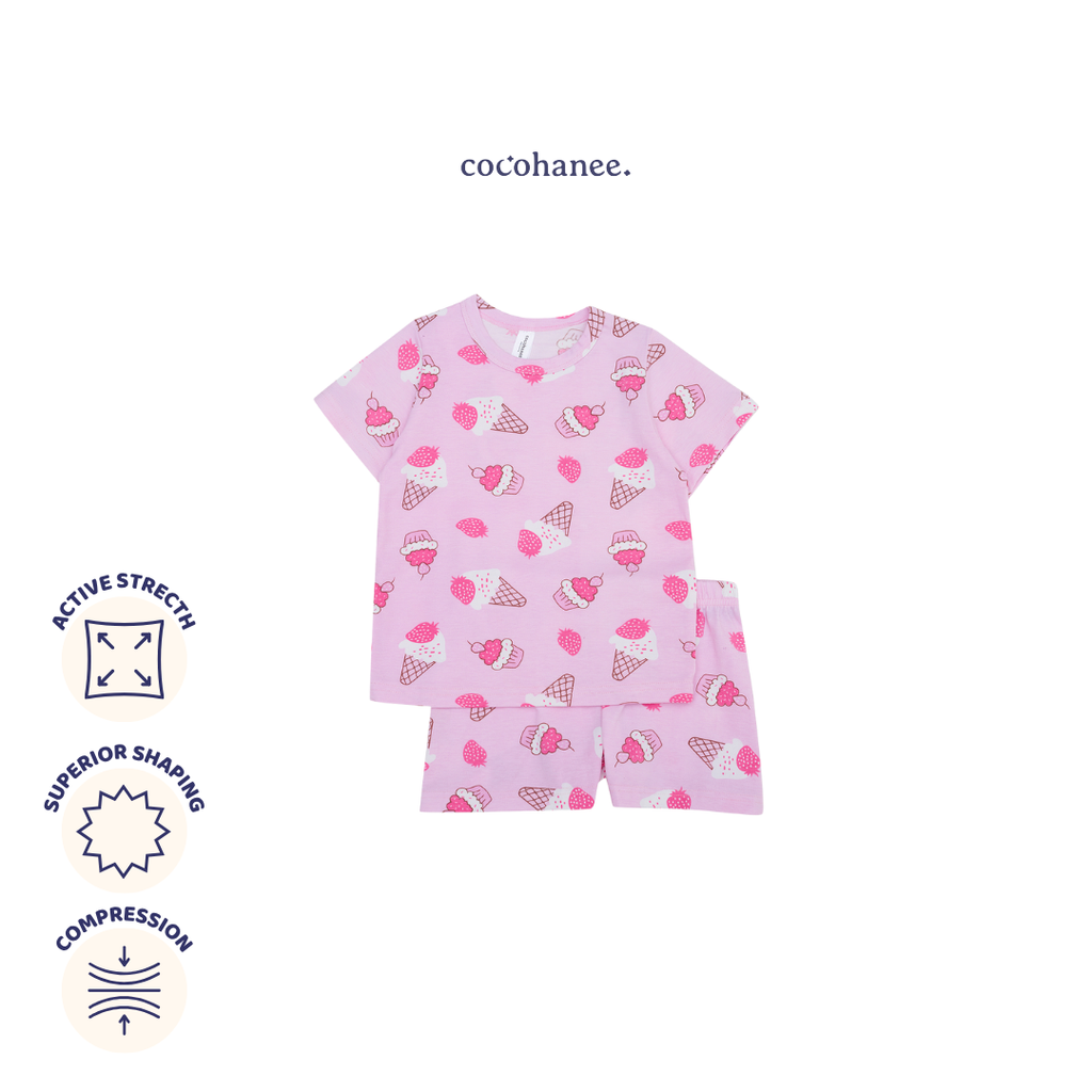 Cocohanee - Creamy Strawberry Short Pajamas - Piyama Tidur Anak