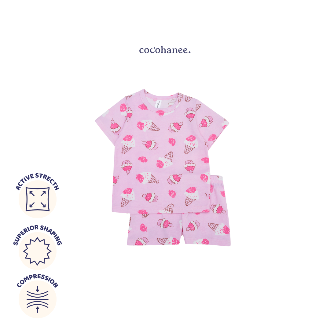 Cocohanee - Creamy Strawberry Short Pajamas - Piyama Tidur Anak