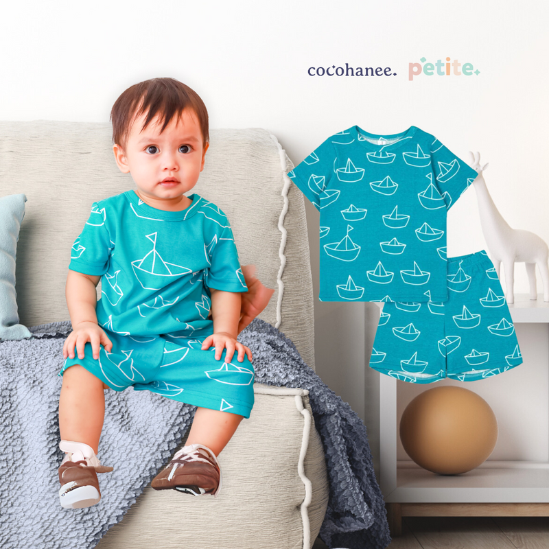 Cocohanee - Perahu Kertas Baby Short Pajamas - Piyama Tidur Bayi