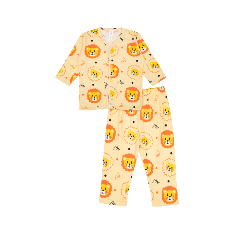 Cocohanee - Lion Button Down Long Pajamas - Piyama Bayi dan Anak dengan Kancing Depan