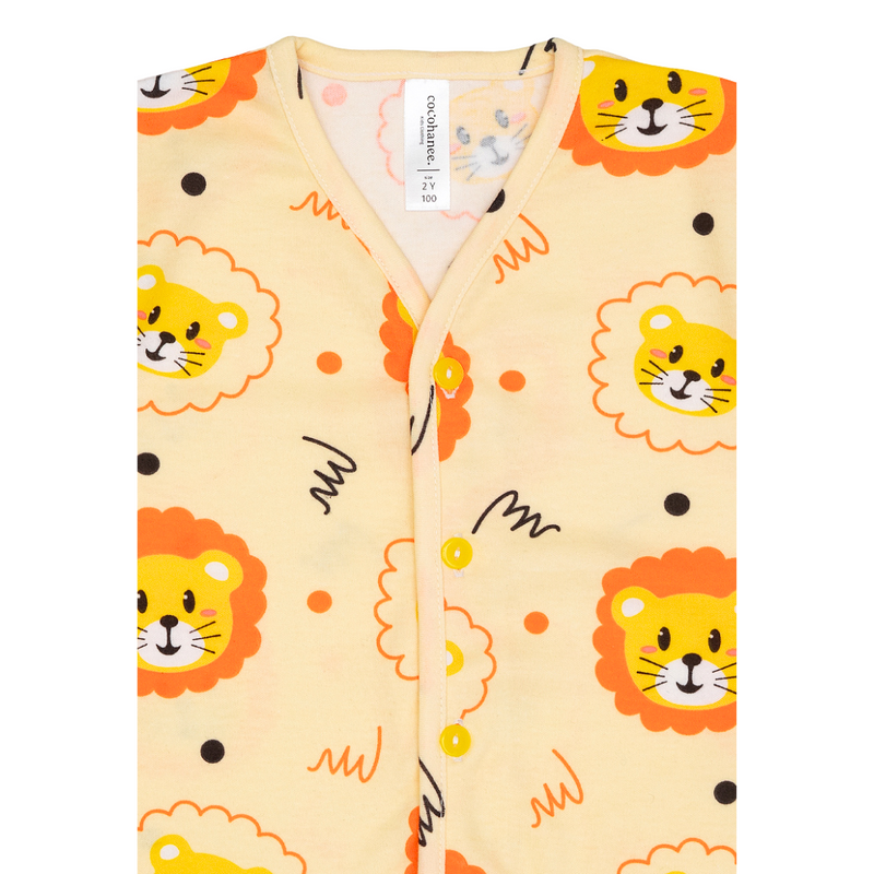 Cocohanee - Lion Button Down Long Pajamas - Piyama Bayi dan Anak dengan Kancing Depan