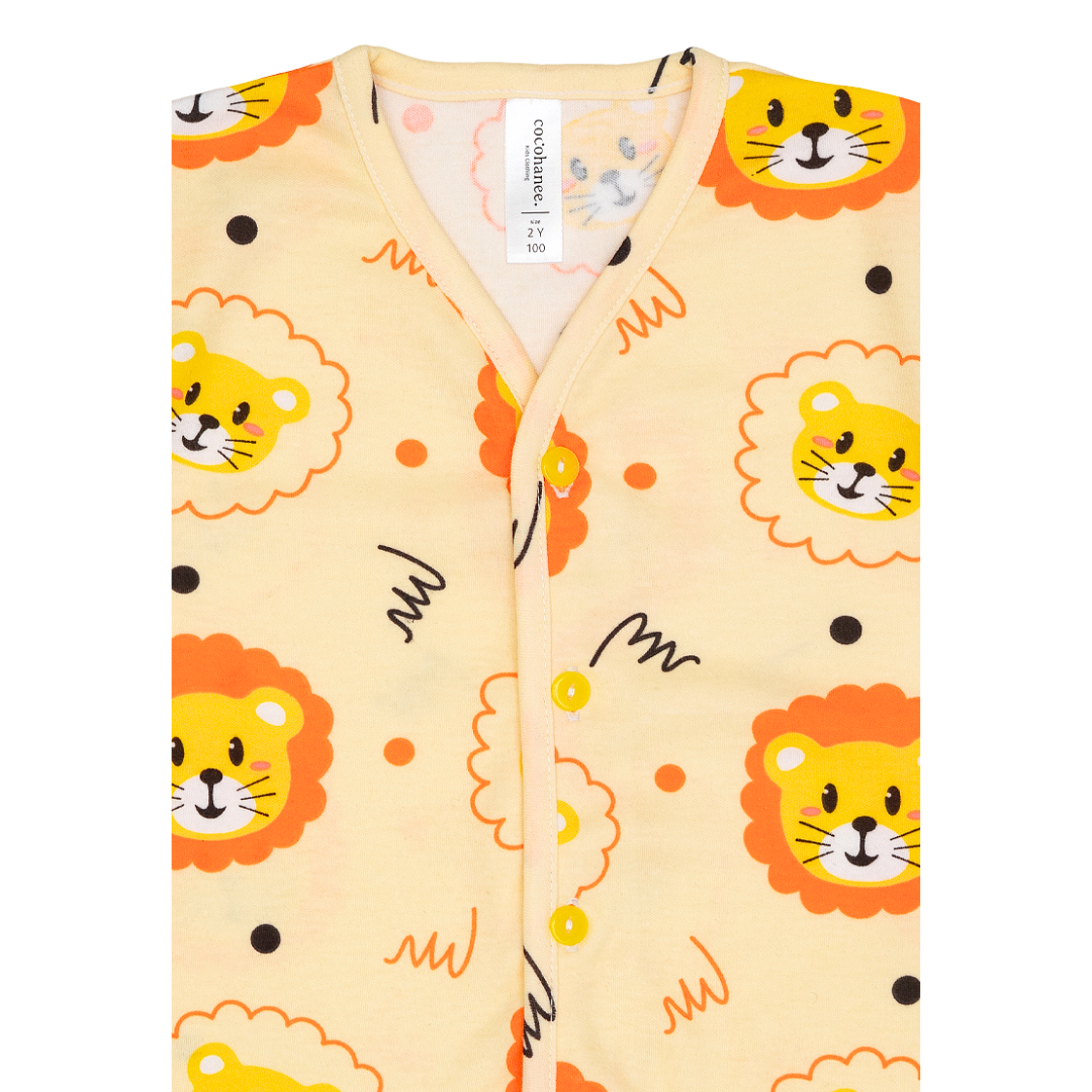 Cocohanee - Lion Button Down Short Pajamas - Piyama Bayi dan Anak dengan Kancing Depan