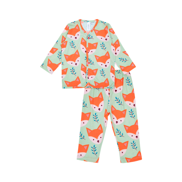 Cocohanee - Mr Fox Button Down Long Pajamas - Piyama Bayi dan Anak dengan Kancing Depan