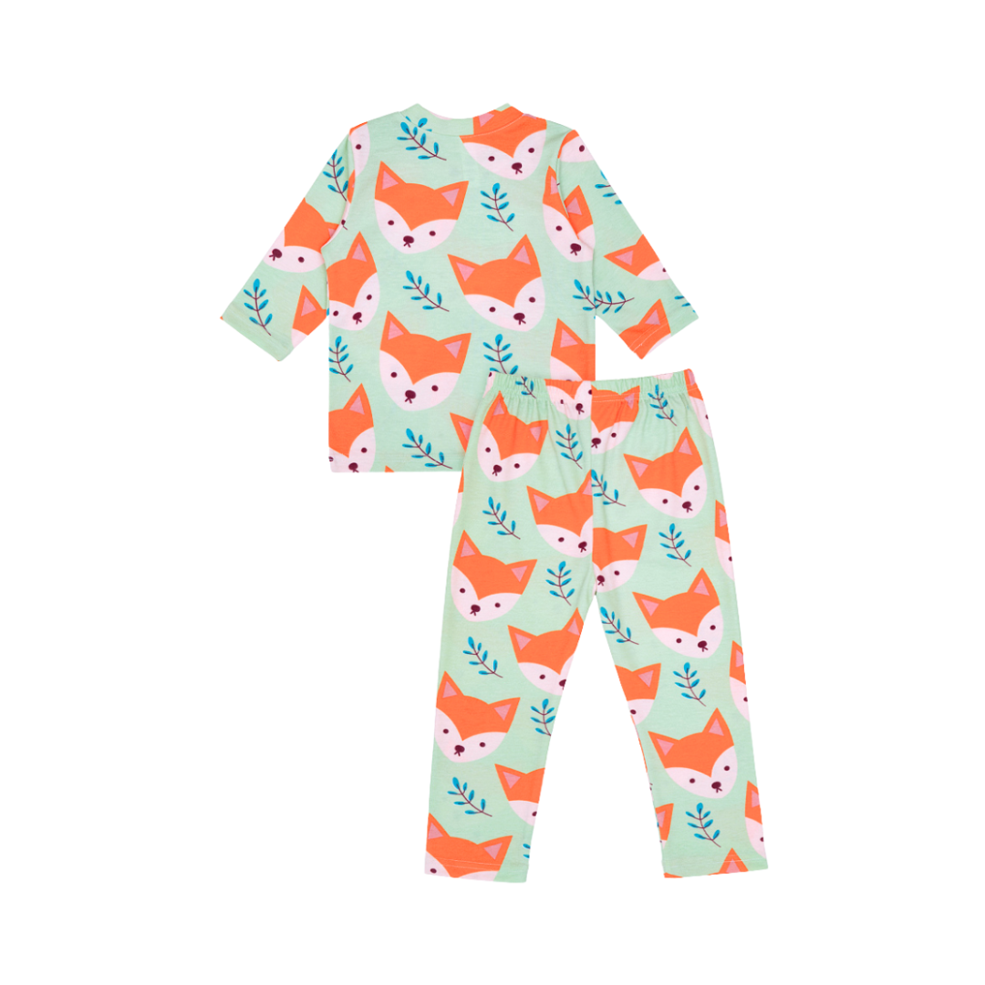 Cocohanee - Mr Fox Button Down Long Pajamas - Piyama Bayi dan Anak dengan Kancing Depan