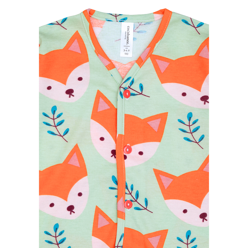 Cocohanee - Mr Fox Button Down Short Pajamas - Piyama Bayi dan Anak dengan Kancing Depan