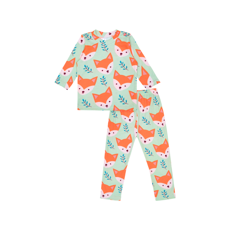 Cocohanee - Mr Fox Shoulder Button Long Pajamas - Piyama Bayi dan Anak dengan Kancing di Bahu