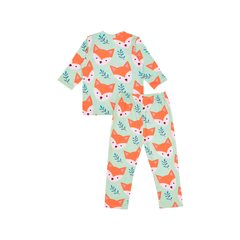 Cocohanee - Mr Fox Shoulder Button Long Pajamas - Piyama Bayi dan Anak dengan Kancing di Bahu