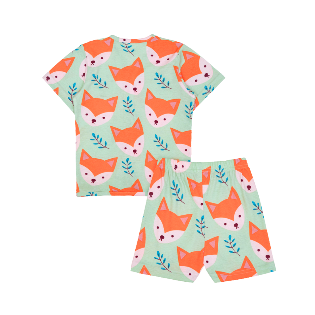 Cocohanee - Mr Fox Shoulder Button Short Pajamas - Piyama Bayi dan Anak dengan Kancing di Bahu