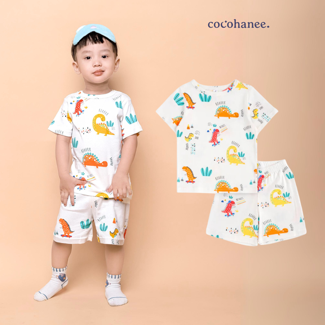 Cocohanee - Orange Dino Short Pajamas