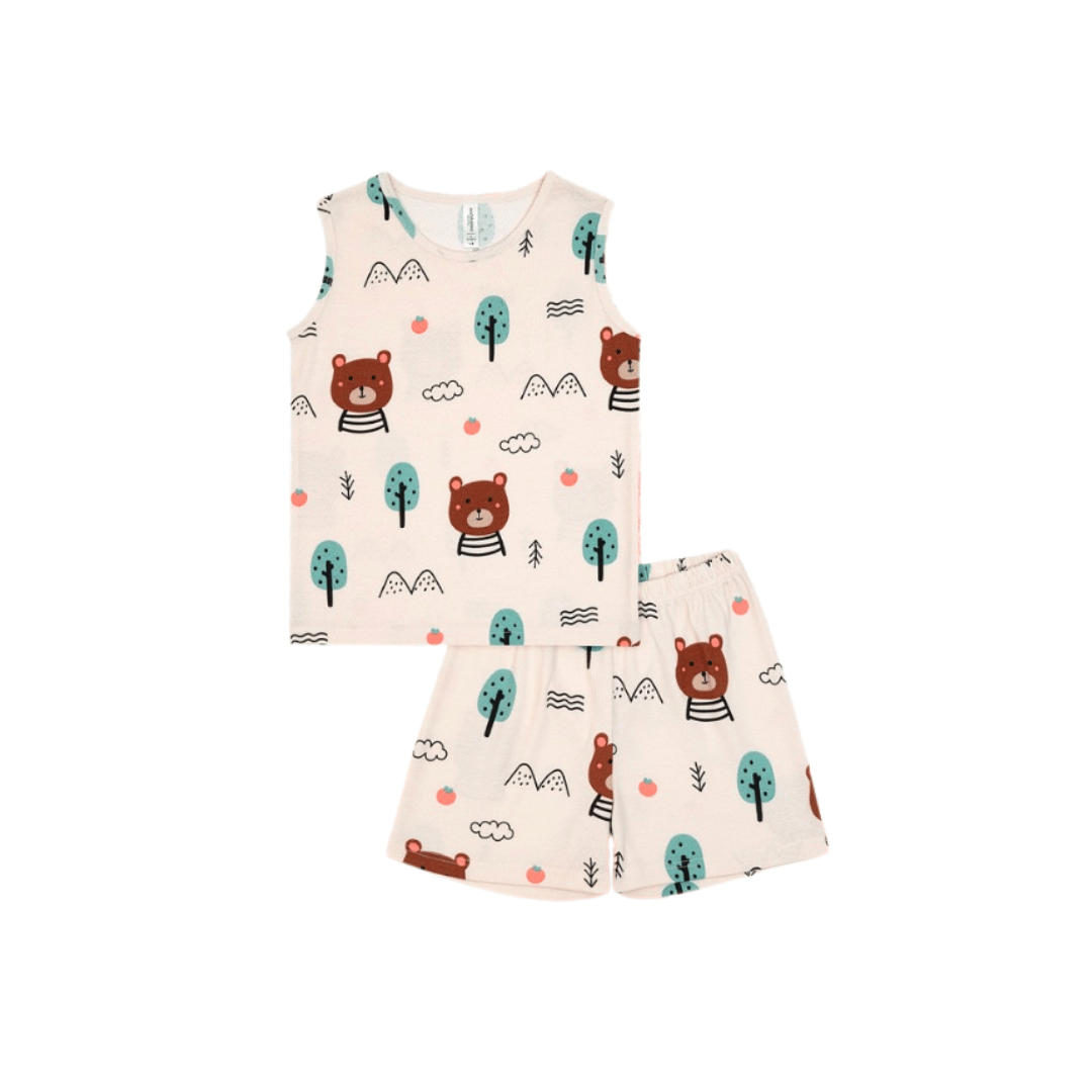 Bears - Sleeveless Pajamas - Setelan Anak Tanpa Lengan