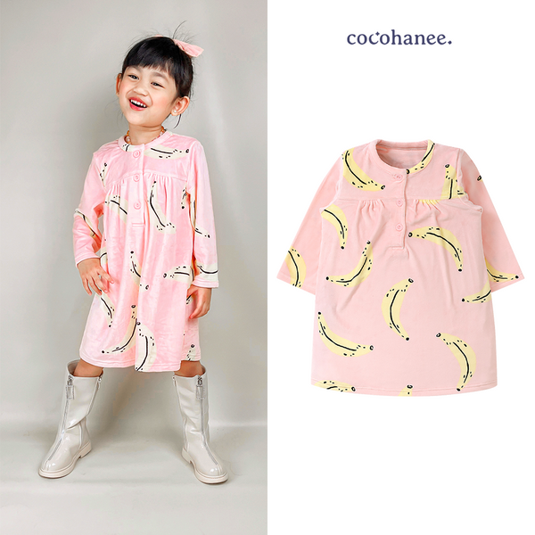 Cocohanee Baju Tidur Anak Perempuan Banana Dress 4-14 Tahun