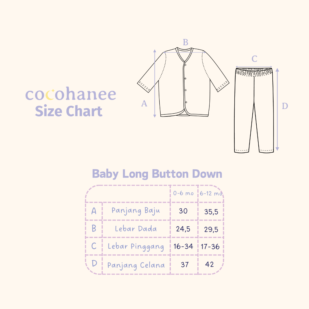 Cocohanee - Croco Baby Long Button Down Pajamas - Piyama Bayi dengan Kancing Depan