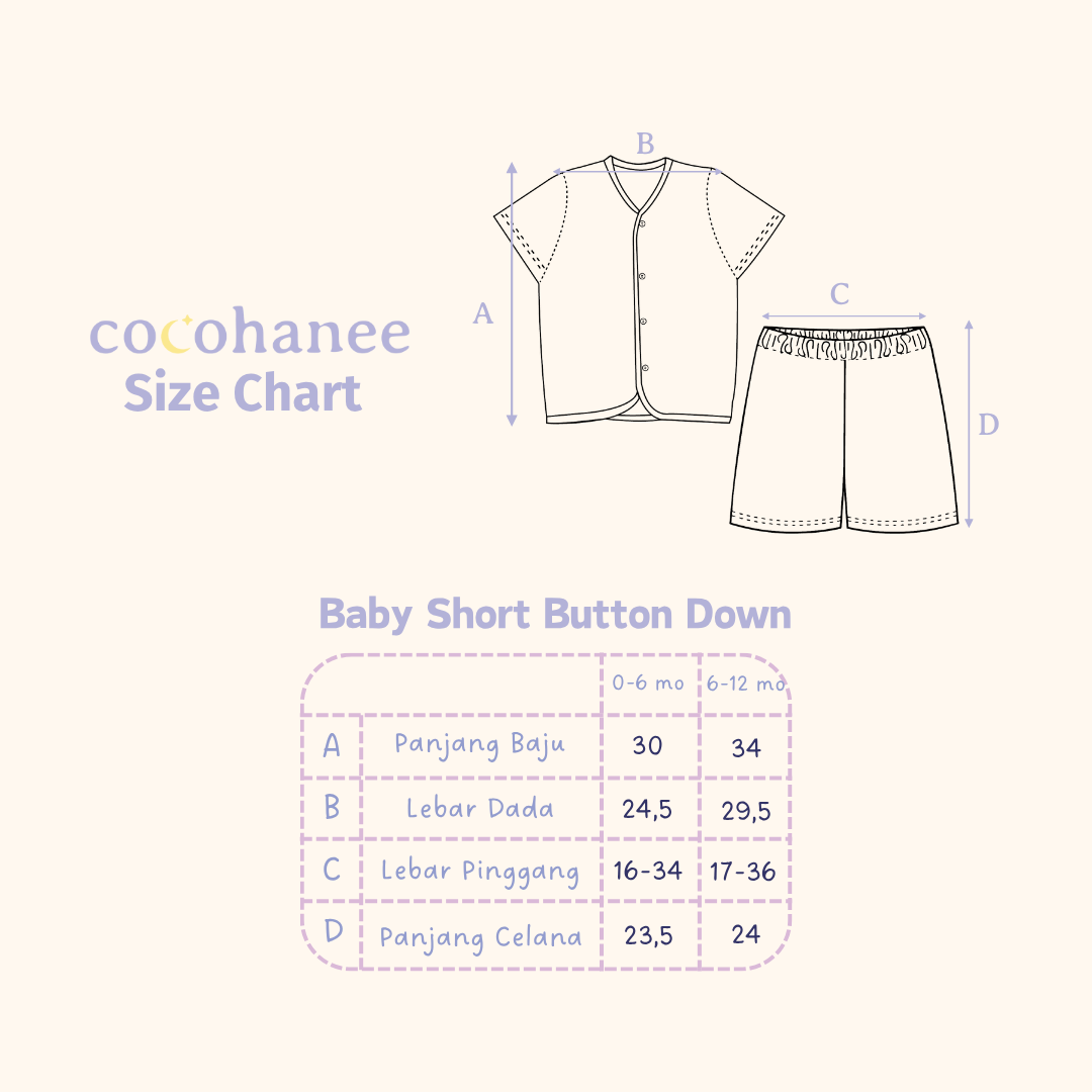 Starfish - Baby Short Button Down Pajamas - Piyama Bayi dengan Kancing Depan