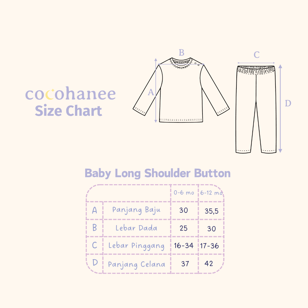 Cocohanee - Croco Baby Long Shoulder Button Pajamas - Piyama Bayi dengan Kancing di Bahu