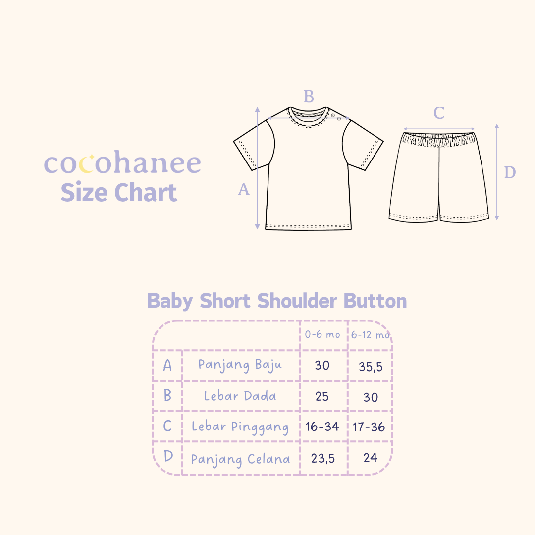 Bunny Petals - Baby Short Shoulder Button Pajamas - Piyama Bayi dengan Kancing di Bahu