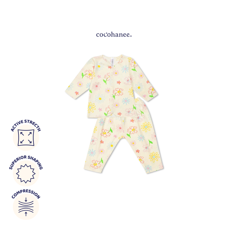 Blooming Flowers - Baby Long Button Down Pajamas - Piyama Bayi dengan Kancing Depan